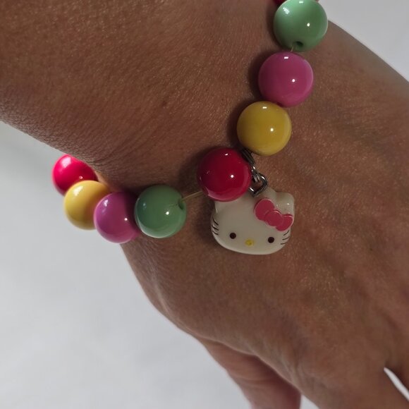 Sanrio Hello Kitty Beaded Stretch Bracelet Colorful Beads Kids Jewelry Gumball - Picture 7 of 8